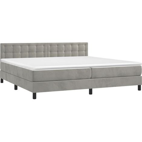 Cadre de lit LED avec sommier tête de lit matelas surmatelas 200x200 cm tissu velours gris clair TDL0207765