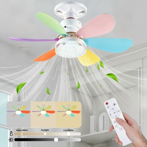 Ventilateur de plafond LED avec télécommande, 40 W, six pales, éclairage, trois températures de couleur, trois vitesses réglables, culot E27, 52 cm (1/5)