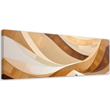 Quadro su tela, Onde astratte beige pastello, 90x30 (1/5)