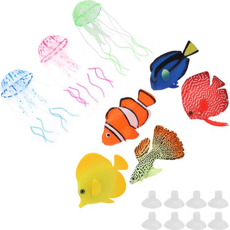 Poissons artificiels phosphorescents, faux poissons phosphorescents, décoration simulée pour aquarium. (1/5)