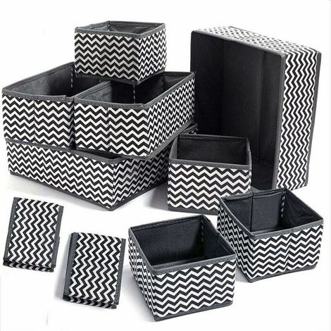 royaluxe - 10Pcs Boîtes de Rangement Ouvertes en Textile Non-Tissé, Tiroir en Tissu,Cube de Rangement Pliable Coffre pour Soutiens-Gorge, Chaussettes, sous-vêtements (10 pcs) (1/5)