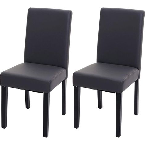 Juego de 2 sillas de comedor sintética gris mate con patas oscuras CDS04459 (1/5)