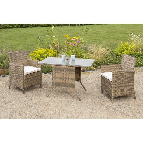 Treviso Set 5tlg 2 Sessel Tisch 115x64cm Stahl/Kunststof