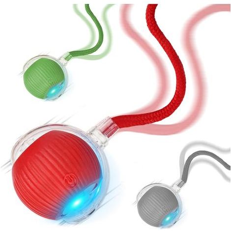 3er-Set interaktive Katzenbälle für drinnen (rot, grau, grün) – Katzenspielzeug mit schnellem Schwanz und automatischer 360°-Drehung (1/5)