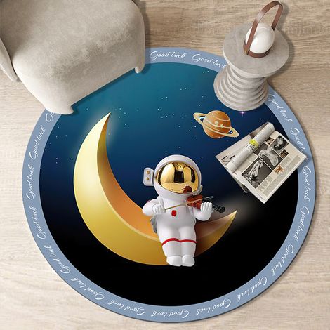 Tapis rond antidérapant pour bureau, chambre ou salon – Diamètre 80 cm – Idéal sous table basse ou table d’apprentissage enfant – Tapis de sol moderne et sécurisé