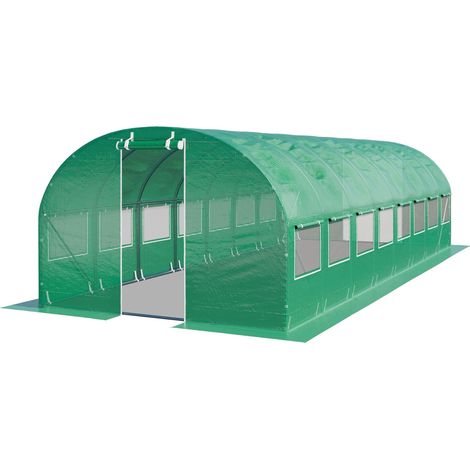 TOOLPORT Foliengewächshaus Gewächshaus 3x8m stabil & langlebig mit Fenster - reißfeste PE Plane 180g/m² grün transparent