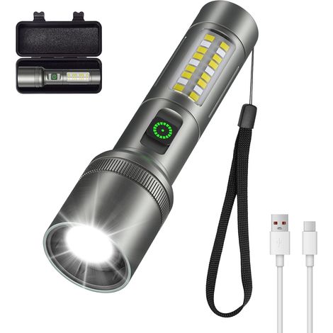 Lampe Torche LED Zoomable, 6 Modes, Rechargeable, 2000 LM Mini EDC, autonomie de 12 heures, IPX4, aluminium, idéale pour le camping, la randonnée et les situations d'urgence (1/5)