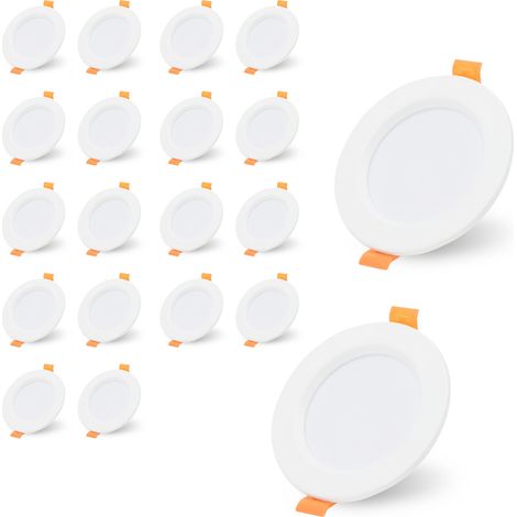 Jiubiaz 20 piezas LED focos empotrables de techo 5W blanco frío 400lm 220V IP20 400lm ángulo fijo para baño y zonas húmedas (1/5)