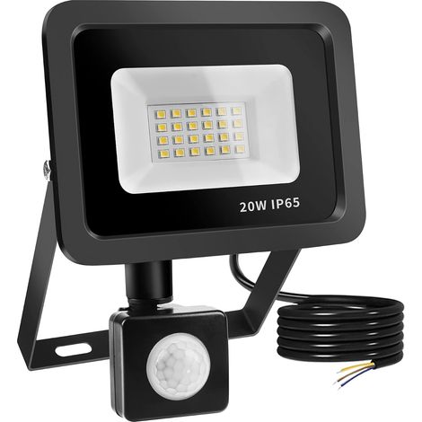 20W Projecteur LED Avec Détecteur de Mouvement, 24 LEDs Spot LED Extérieur Avec Détecteur IP65 Etanche, Projecteur LED Eclairage Exterieur 6000K pour Jardin, Patio, Garage, Entrée BK02 (1/5)