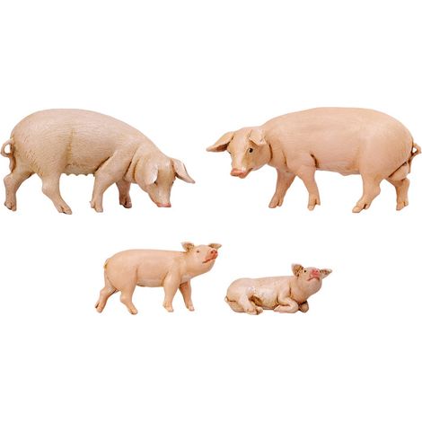 FAMIGLIA DI 4 MAIALI 12CM IN RESINA