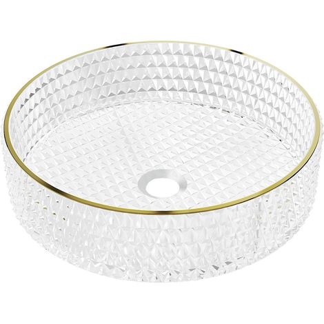 Mexen Aura lavabo da appoggio in vetro 39 x 39 cm, trasparente/oro - 24013905 (1/5)