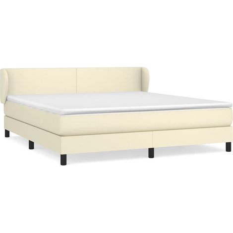 Maison Exclusive - Sommier à lattes de lit avec matelas Crème 160x200cm Similicuir (1/5)