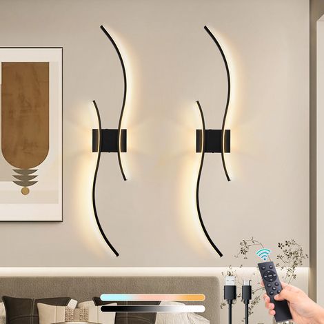 2 Applique Murale LED Interieur,Design Incurvée,Rechargeable Lumieres Latérales,Température Réglable,pour Couloir/Chambre (1/5)