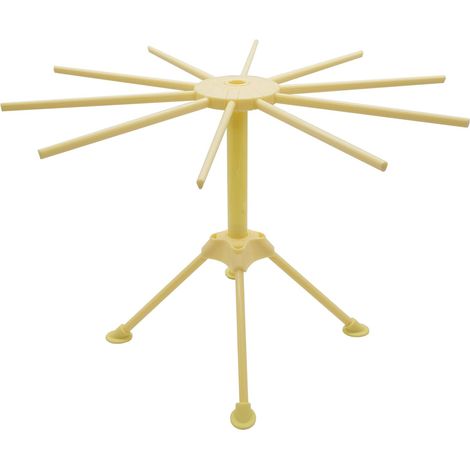 Foldable Plastic Fresh Dough Dryer Pasta Drying Rack with 10 16cm Bars - Yellow (1/5)