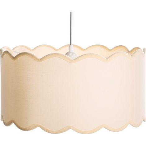 Lámpara colgante con base metálica y pantalla cilíndrica de tela estilo moderno blanco/beige Gairezi (1/5)