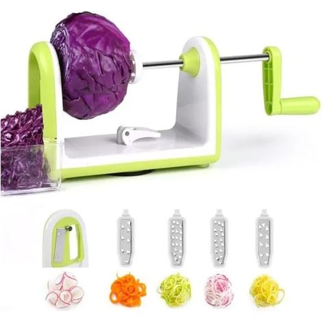 Spiraliseur De Légumes à 4 Lames, Rapeuse Légume Manuelle, Courgette Pâtes et nouilles Spaghetti Spiralizer améliorée Spiraliser (1/5)