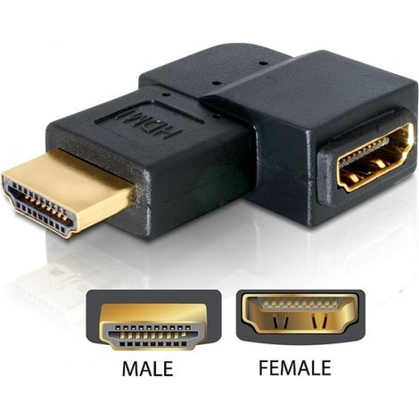 DeLOCK Adapter HDMI male  HDMI female 90° left HDMI 1.3 Negro