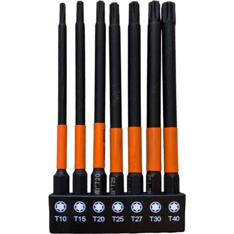 Set 7 punte magnetiche Torx 100mm per Trapano Avvitatore T10-T40 da 1/4''