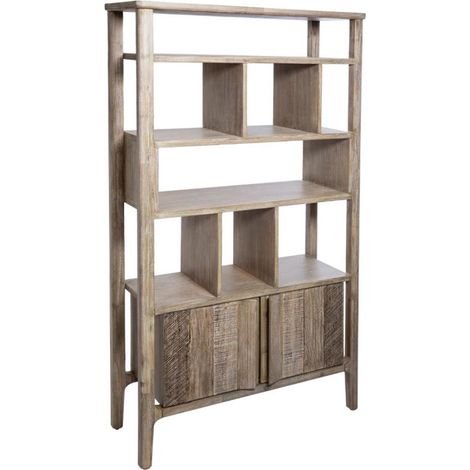 Bibliothèque coloris beige en bois - L. 95 x l. 35 x H. 180 cm -PEGANE- (1/5)