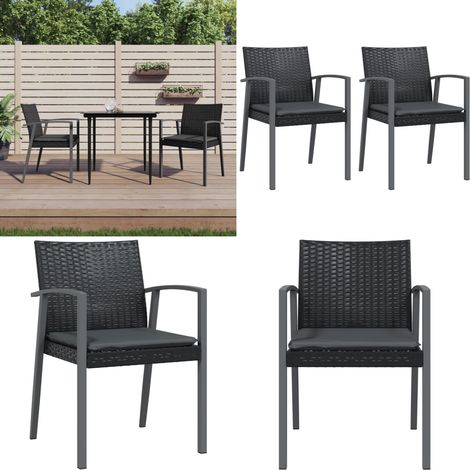 Chaises de jardin et coussins lot de 2 noir 56,5x57x83 cm rotin - Chaise De Jardin - Mobilier De Jardin - Fauteuil Extérieur - Décoration Extérieure - Résine Tressée - Home & Living (1/5)
