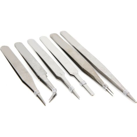 Ensemble de 6 pinces antistatiques en acier inoxydable pour la réparation de circuits imprimés électroniques (1/5)