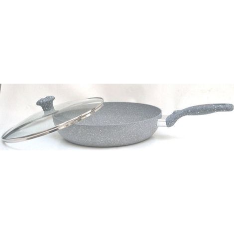 PADELLA TEGAME WOK COPERCHIO IN VETRO ANTIADERENTE ANTIGRAFFIO MINERALE 30 CM