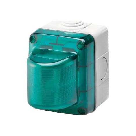 Gewiss – Voyant de signalisation diffuseur vert étanche IP55 – 15W 230V – Pour chantiers humides – Boîtier plastique gris RAL 7035