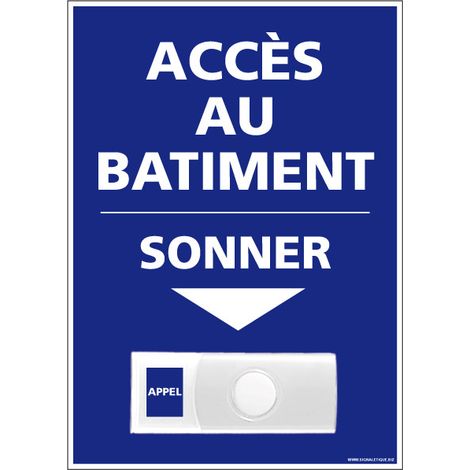 Panneau de signalisation APPEL RAMPE D'ACCES + Sonnette intégrée (G1108) - Plastique PVC 1,5 mm - 150 x 210 mm