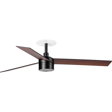 FARO Ventilateur de plafond encastre Rudder Tek L Recess aluminium noir mat pales finition noyer moteur DC 6 vitesses fonction inverse compatible plafonds inclines FARO-34298R3C (1/2)