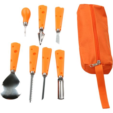 Ensemble de 7 outils de sculpture de citrouilles d'Halloween, ensemble multifonctionnel en acier inoxydable avec sac de rangement, convient à la décoration de lanternes (1/5)