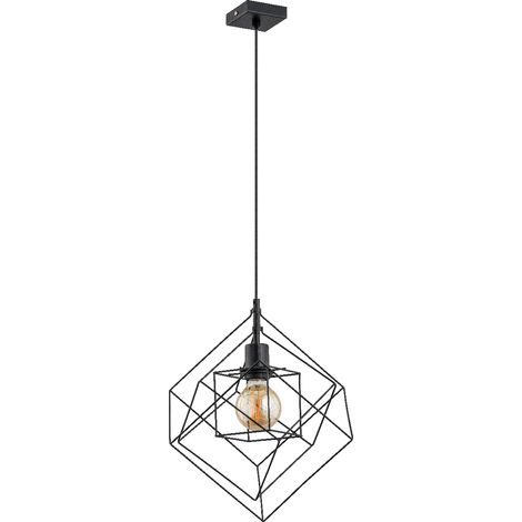 Suspension loft noire cubes filaires E27 15W Conti (1/2)