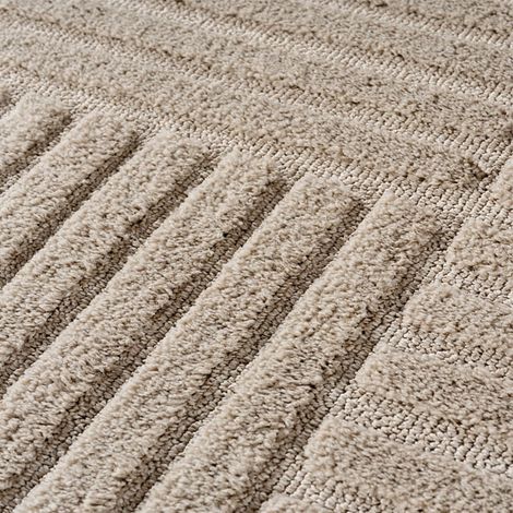 Tapis Rond 3D Art - 120 cm x 120 cm - Beige - Design Géométrique Élégant - Hypoallergénique, Ayyildiz (1/5)