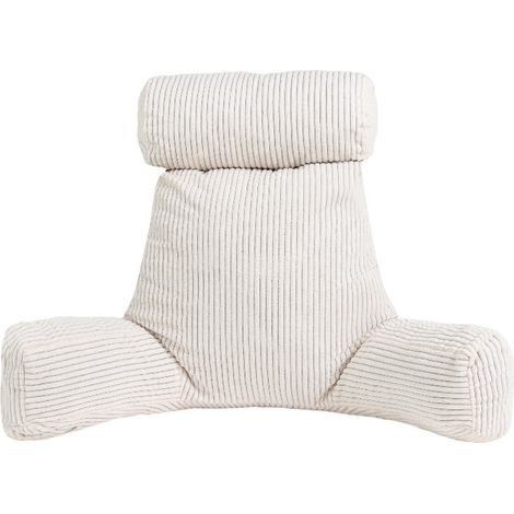 Coussin de lecture déhoussable en velours côtelé BANANAIR 80x50x70 cm blanc cassé (1/5)