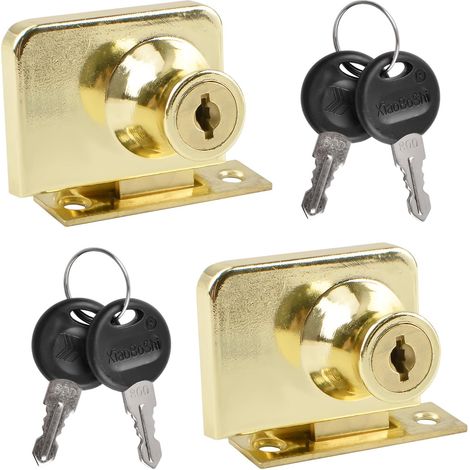Lot de 2 serrures d'armoire en verre en alliage de zinc - Double serrure pour porte vitrée - Double verrouillage avec clé identique - Double serrure ouverte pour porte d'armoire en verre de 5 (1/5)