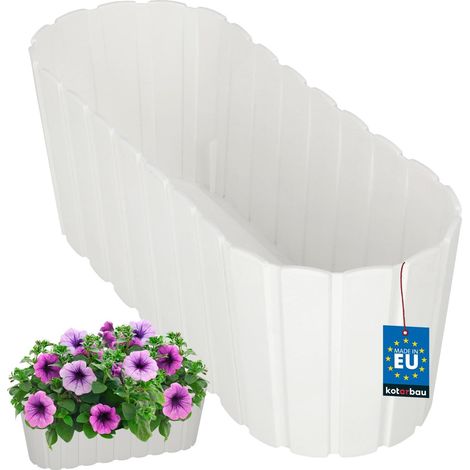 Pot de fleurs rustique pour balcon, idéal pour les fleurs et les herbes aromatiques, terrasse, blanc, 40 cm (1/5)