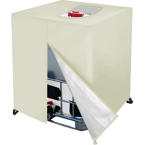 IBC Tank Abdeckplane 1000l Beige, 420D Oxford, UV-Schutz, Reißverschluss