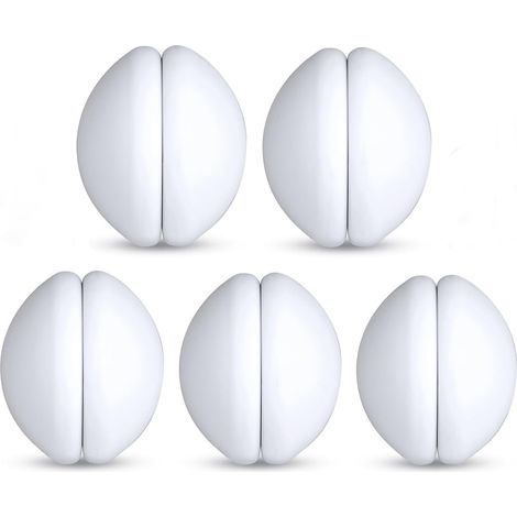 Poids magnétiques pour rideau de douche, bas alourdi avec revêtement en silicone antirouille, empêche le rideau de douche de bouger avec le vent, convient pour rideaux et nappes (5 paires, blanc) (1/5)