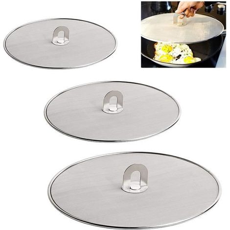 3 Pièces Écran Anti-Projections de Graisse pour Poêle Couvercle Anti Projection en Acier Inoxyable Protection,25-29-33CM (1/4)