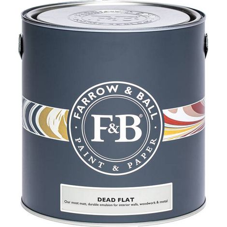 Farrow & Ball - Dead Flat - Ultra mate - Murs et boiseries - 5 L  Couleur: Blanc