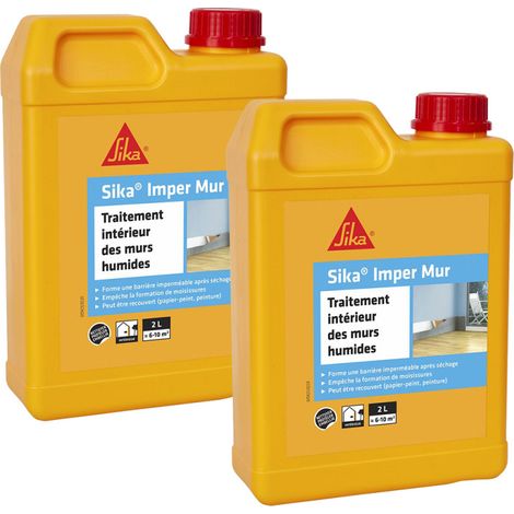 SIKA Pack de 2 Résines Imper Mur pour le traitement des murs intérieurs humides 2L