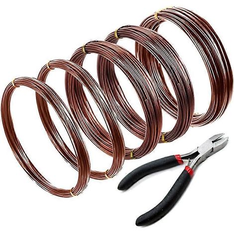 5 rouleaux de fil de fer pour la formation des arbres bonsaï, coupe-fil en aluminium anodisé pour maintenir les branches et les petits troncs de bonsaï (marron) (1/4)