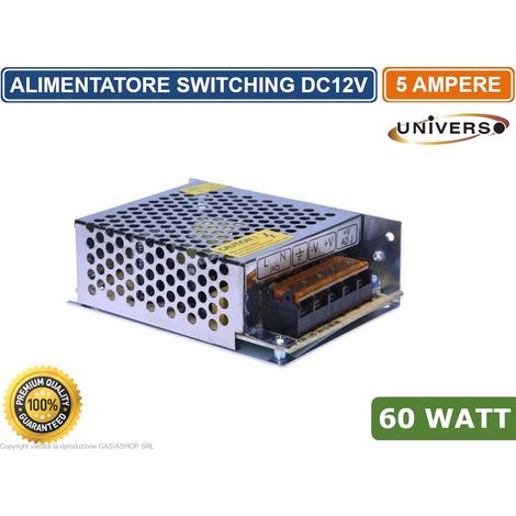 TEMPO DI SALDI Trasformatore 5 Ampere 12 Volt Per Striscia Led Stabilizzato 220V 60W (1/4)