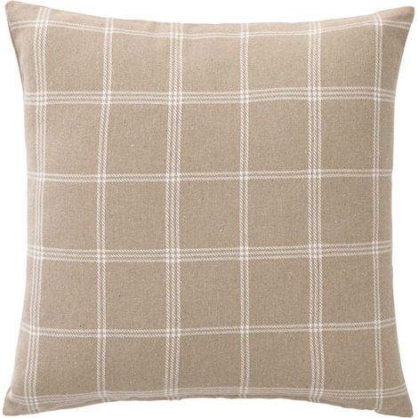 Coussin Déco à Carreaux "Everest" 45x45cm Sable (1/3)