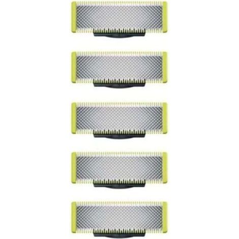 Cuchillas de repuesto compatibles con la afeitadora/recortadora eléctrica OneBlade, fabricadas en acero inoxidable de alta resistencia, para recortar, dar estilo y afeitar, paquete de 5 unidades. (1/4)