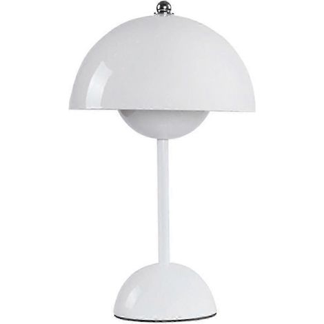 Lampe de table LED rechargeable avec variateur tactile, design champignon et bouton de fleur, corps en métal, blanc chaud, idéale pour le salon, la chambre, le bureau ou la table de chevet. (1/5)