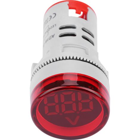 Round LED Signal Light Lamp AC Digital Display Voltmeter Indicator (red)