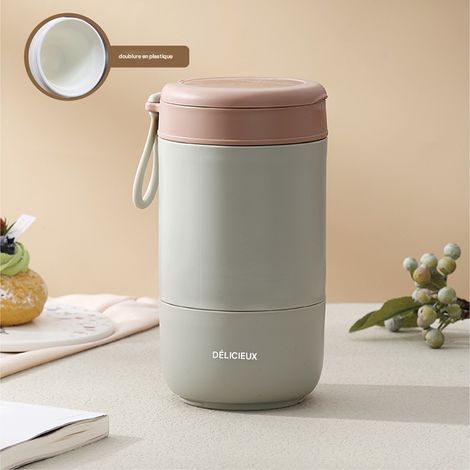 Gobelet isotherme double paroi pour soupe et petit déjeuner, étanche et portable, design élégant pour emporter (1/5)