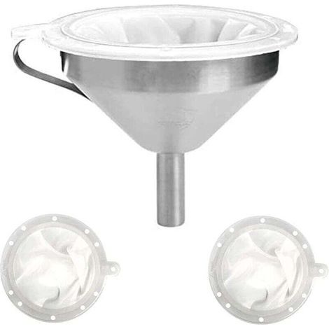 Entonnoir de cuisine en acier inoxydable de 5 pouces avec filtre à mailles 200 et filtre à mailles 400 pour transférer des liquides, des huiles, des jus, du café, du vin et faire des confitures (1/4)