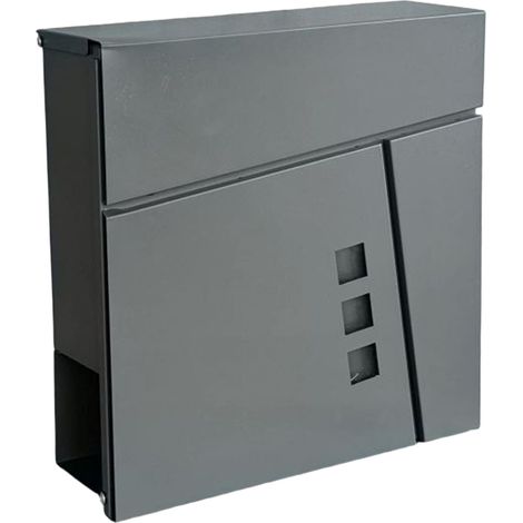 Relaxdays Briefkasten mit Zeitungsfach, HBT: 37,5 x 37 x 10,5 cm, DIN C4, wetterfest, 4 Schlüssel, Postkasten, anthrazit