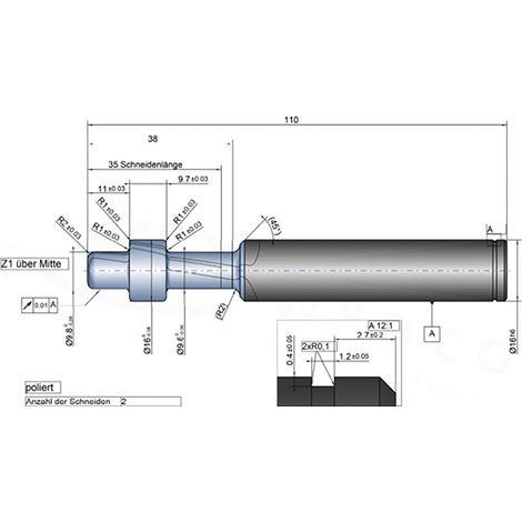 CNC Fräser passend zu Gratleiste Minigrat CNC Profilfräser, VHM (1/4)